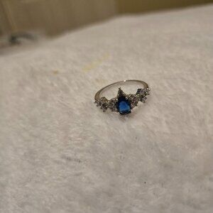 New Elegant Blue Zirconia Ring Sz 7